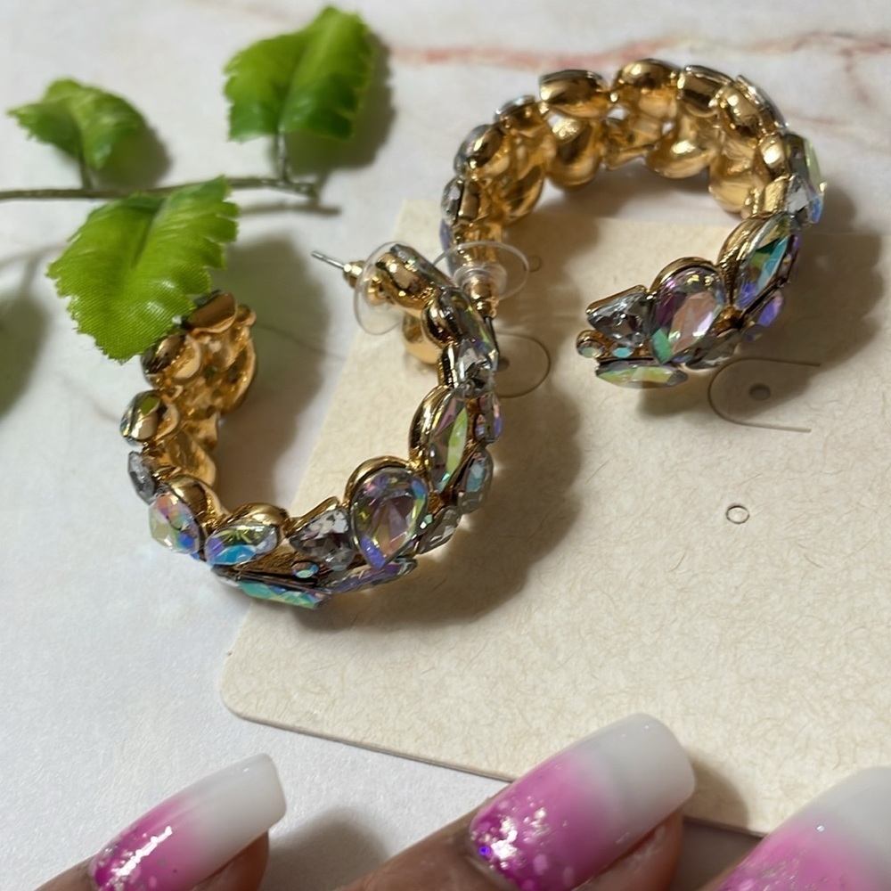 Crystal Hoop Earrings - Picture 8 of 14